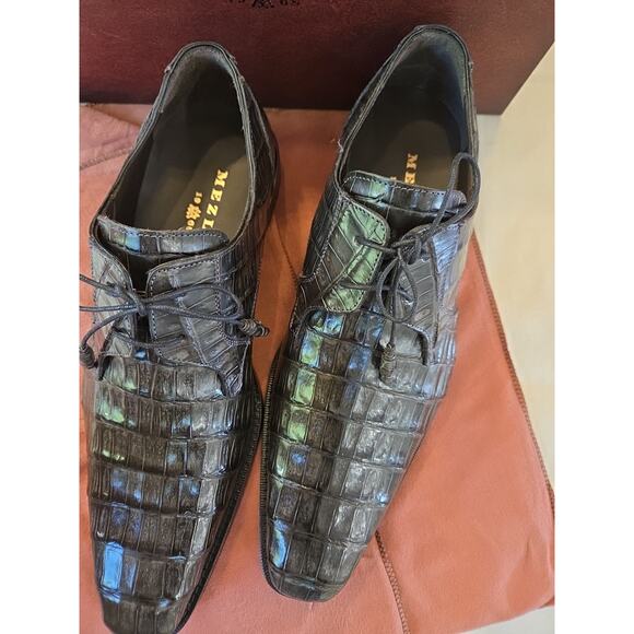 Mezlan Anderson Crocodile Derby Shoes Dark Gray Size 10M (13584-F) main image 7